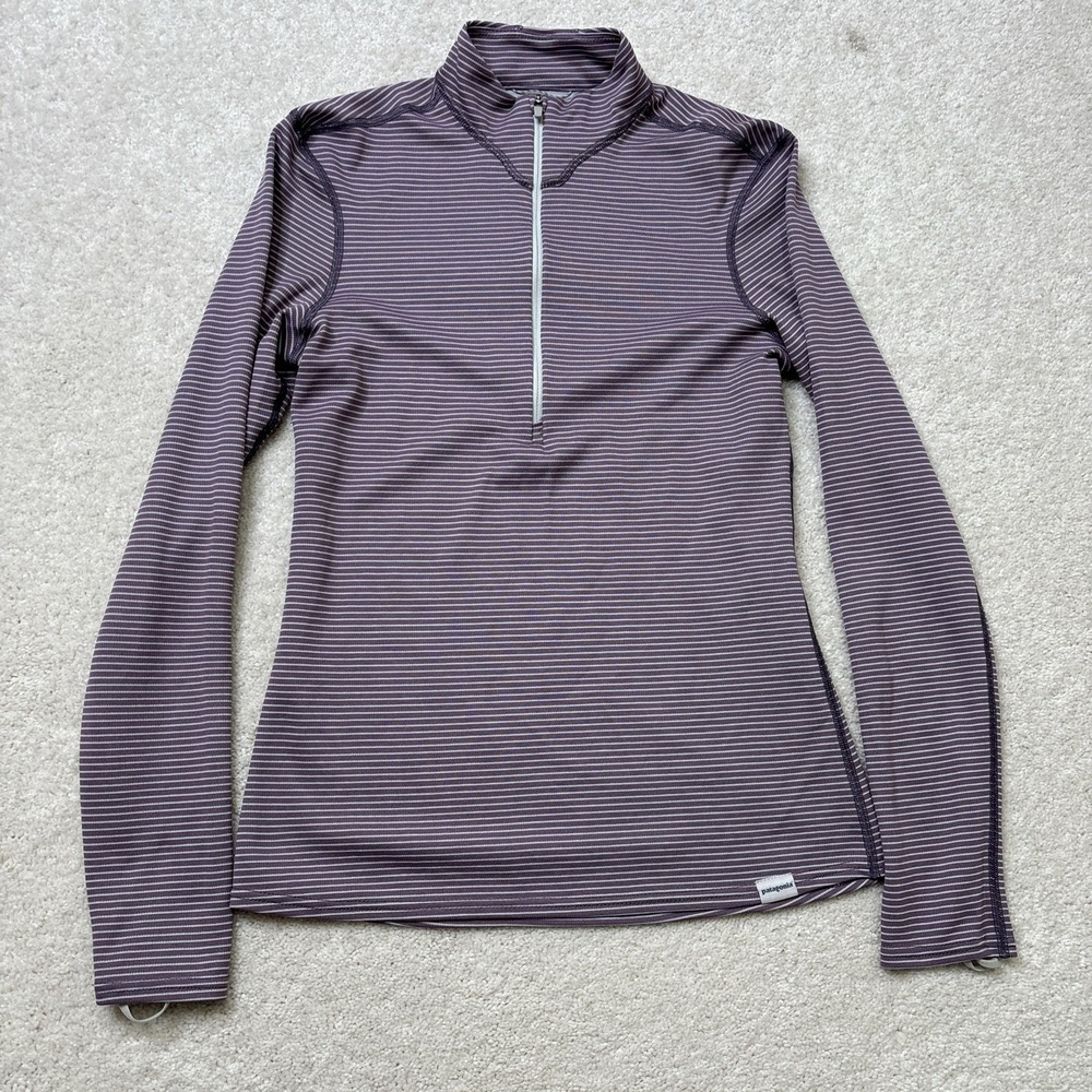 Patagonia Capilene 2 Lightweight 1/4 Zip Pullover Women's Small Purple Striped